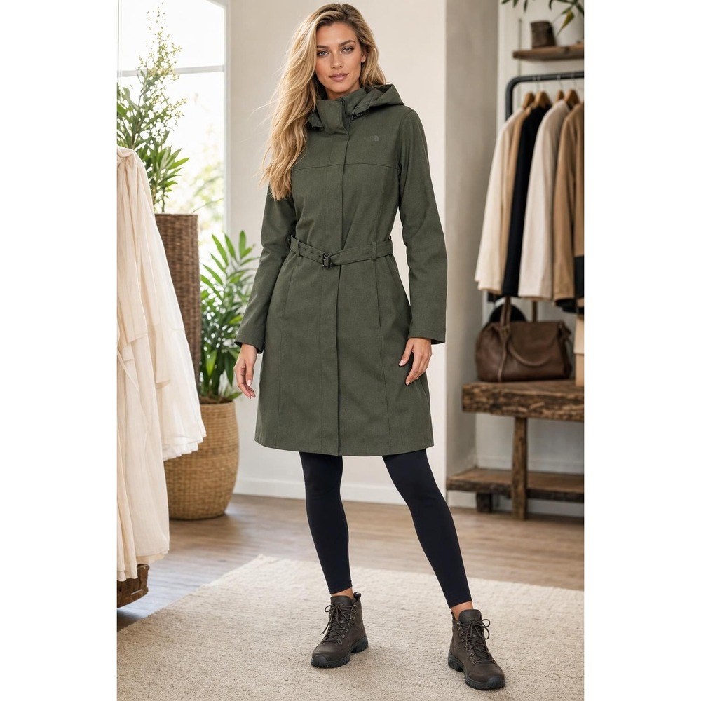 The North Face Apex Bionic Trench Coat Women's XL Olive Green Gorpcore Utility